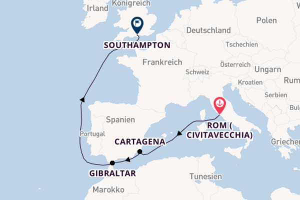 7-tägige Kreuzfahrt von Rom (Civitavecchia) nach Southampton