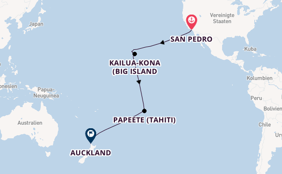 Transpazifik ab San Pedro, Los Angeles, USA auf der Royal Princess