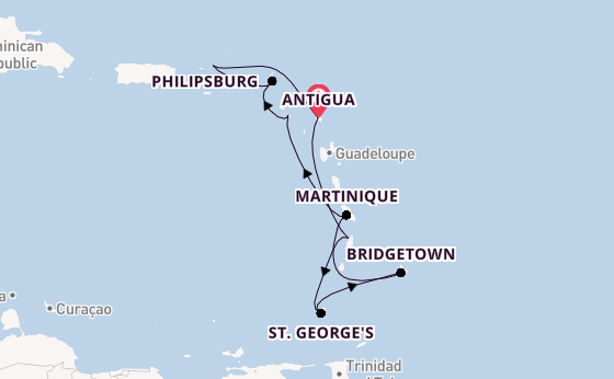 Southern Caribbean from Antigua, Antigua and Barbuda with the Arvia