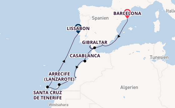 Westliches Mittelmeer ab Barcelona, Spanien auf der Norwegian Star