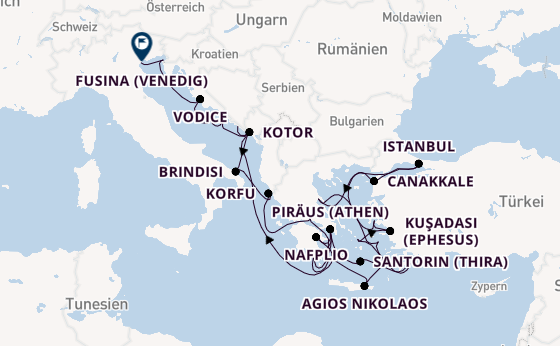 Östliches Mittelmeer ab Dubrovnik, Kroatien auf der Seabourn Ovation