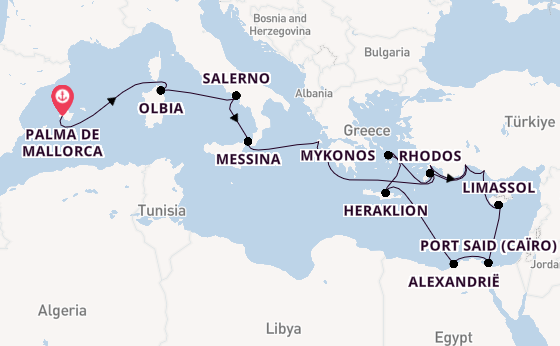 Middellandse Zee vanaf Palma de Mallorca, Mallorca, Spanje met AIDAblu