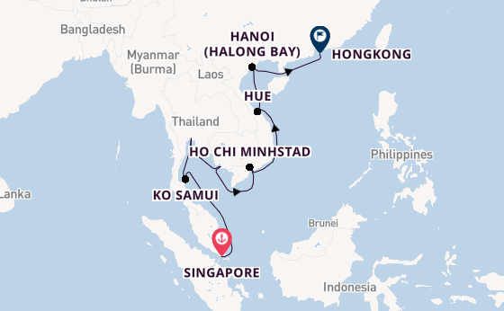 Zuidoost-Azië vanaf Singapore, Singapore met de Nautica