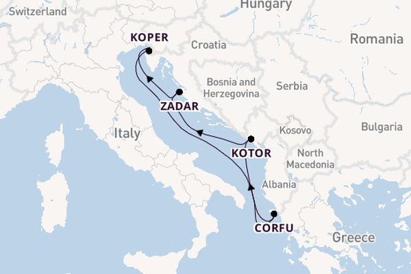 Middellandse Zee vanaf Triëst, Italië met de Mein Schiff 4