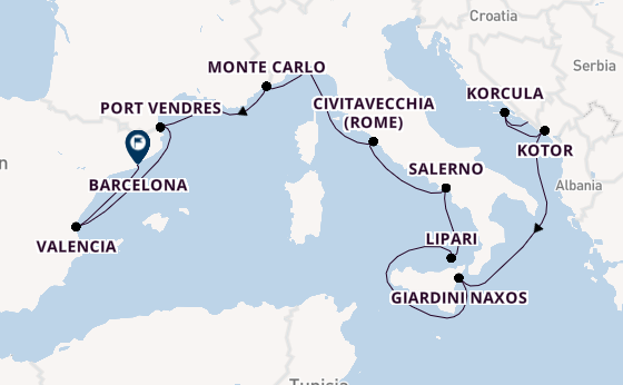 Westelijke Middellandse Zee vanaf Dubrovnik, Kroatië met de Seabourn Ovation