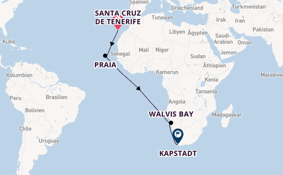 Südliches Afrika ab Santa Cruz de Tenerife, Spanien auf AIDAperla