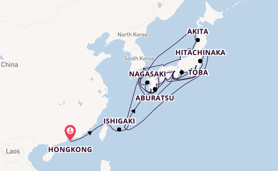 Japan vanaf Hongkong, China met de Seabourn Encore