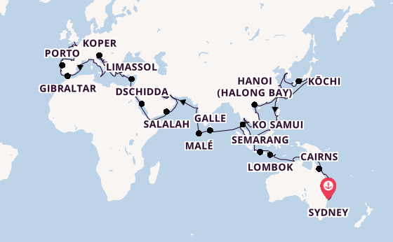 Mittelmeer ab Sydney auf der Vista