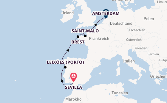 Seine ab Sevilla, Spanien auf der Seabourn Venture
