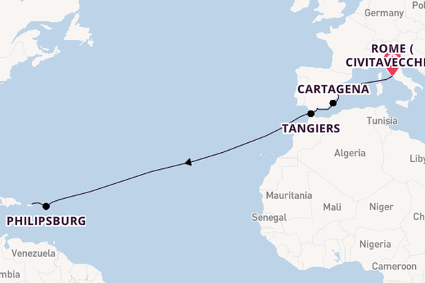 Western Mediterranean from Rome (Civitavecchia), Italy with the Celebrity Constellation