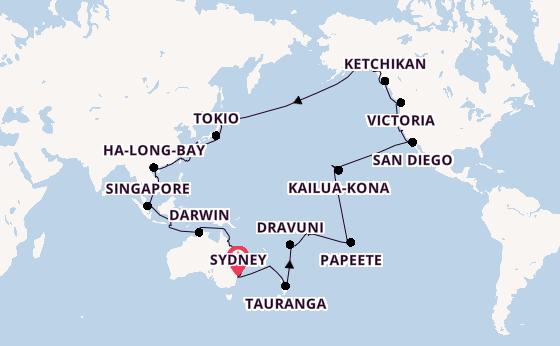 Transpacifisch vanaf Sydney, Australië met de Grand Princess