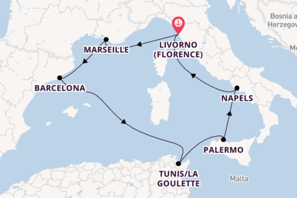 Cruise in 8 dagen naar Livorno (Florence) met MSC Cruises