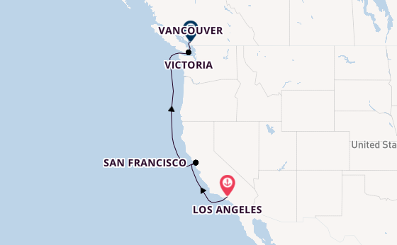 USA West Coast from Los Angeles, California, USA with the Royal Princess