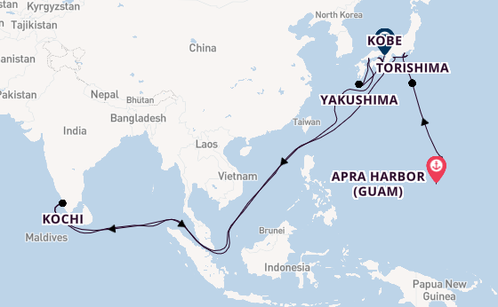 Japan from Apra Harbor (Guam), USA with the Silver Cloud