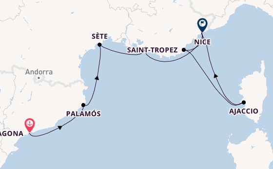 Western Mediterranean from Tarragona, Spain with the Azamara Quest