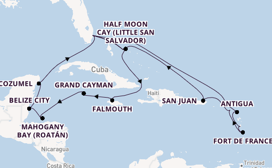 Caribbean from Fort Lauderdale (Port Everglades), Florida, USA with the Rotterdam