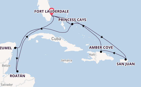 Caribbean vanaf Fort Lauderdale, Verenigde Staten met de Sun Princess