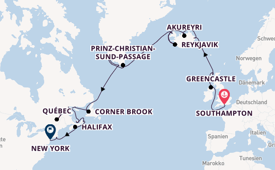Transatlantik ab Southampton, Großbritannien auf der Explora III