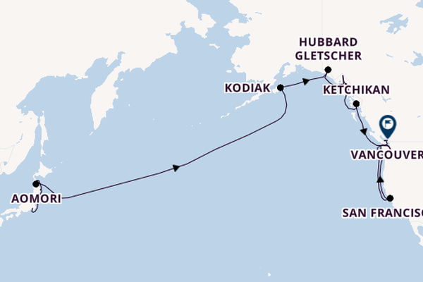 Transpazifik ab Tokio, Japan auf der Seven Seas Splendor