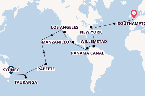 World Cruise from Southampton, England with the Queen Mary 2