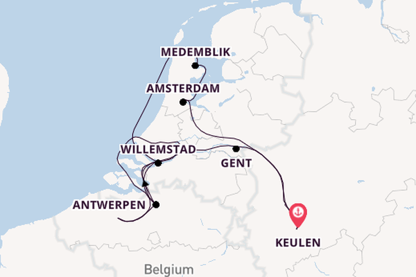 Rijn vanaf Keulen, Duitsland met de Amina