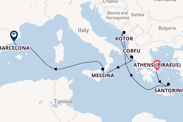 Mediterranean Sea from Athens (Piraeus), Greece with the Sun Princess