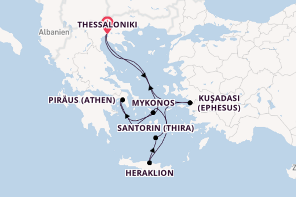 Östliches Mittelmeer ab Thessaloniki, Griechenland auf der Celestyal Journey