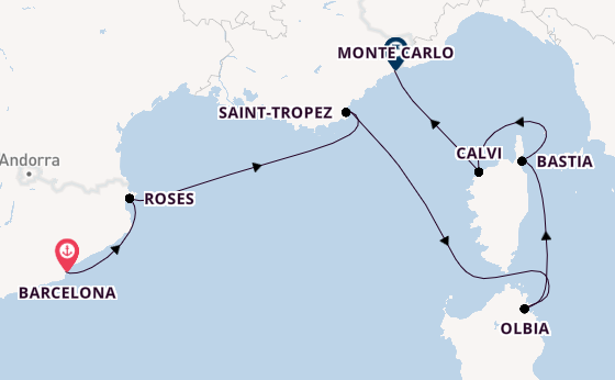 Western Mediterranean from Barcelona, Spain with the Seabourn Ovation 