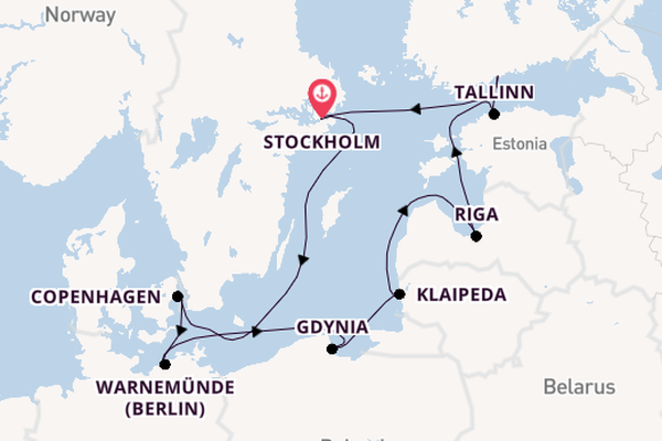 Baltic Sea from Stockholm, Sweden with the MSC Magnifica