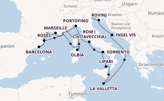 Westliches Mittelmeer ab Fusina (Venedig) auf der Seabourn Ovation