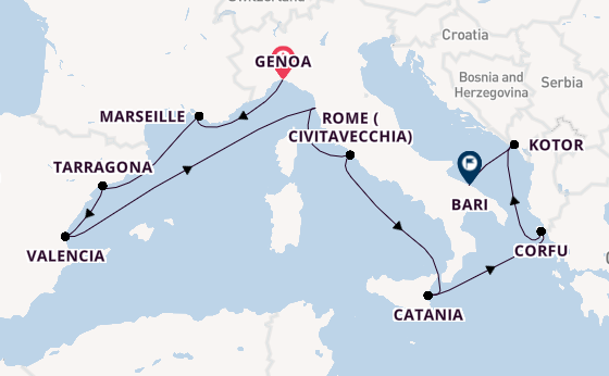 Western Mediterranean from Genoa, Italy with the MSC Orchestra 