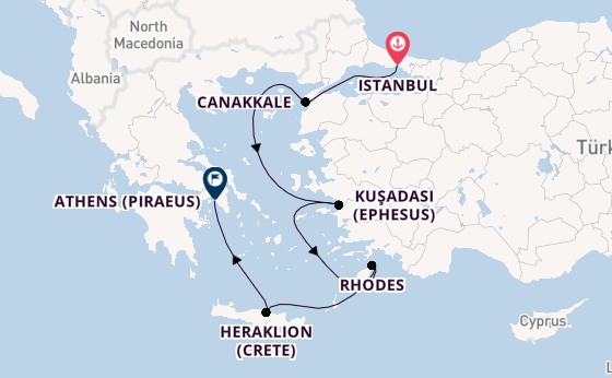 Eastern Mediterranean from Istanbul, Turkey with the Viking Mars