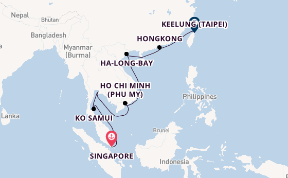 Zuidoost-Azië vanaf Singapore, Singapore met de Seven Seas Explorer