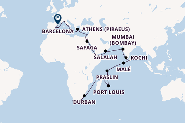 Mediterranean Sea from Cape Town, South Africa with the Seven Seas Voyager