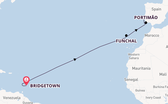 Portugal from Bridgetown, Barbados with the Seabourn Ovation 