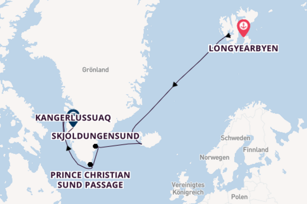 Kreuzfahrt mit HANSEATIC nature von Longyearbyen nach Kangerlussuaq