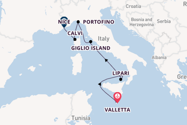 11 day cruise from Valletta to Nice