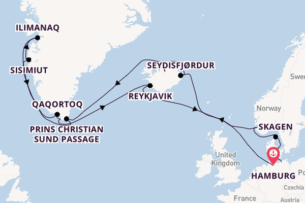 Arctica vanaf Hamburg, Duitsland met AIDAluna
