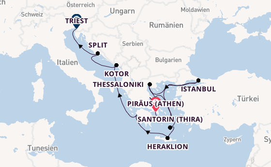 Östliches Mittelmeer ab Piräus (Athen), Griechenland auf der Seven Seas Voyager