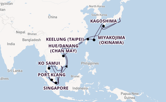 Zuidoost-Azië vanaf Tokio, Japan met de Sapphire Princess