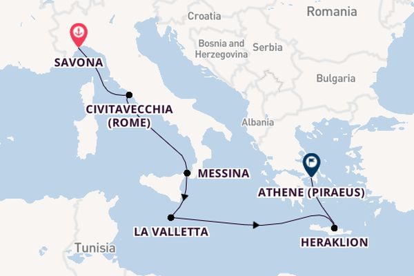 Middellandse Zee vanaf Savona, Italië met de Costa Fortuna