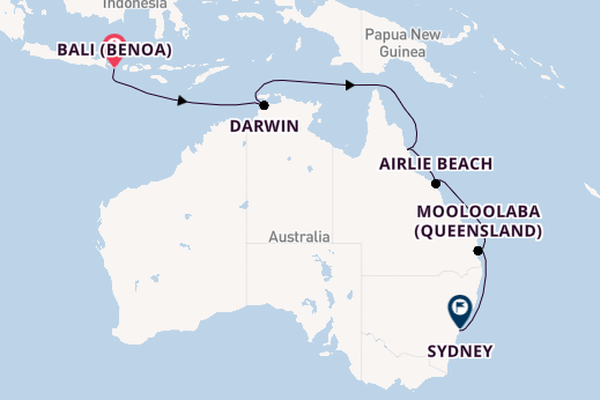 Australië vanaf Bali (Benoa), Indonesië met de Azamara Pursuit