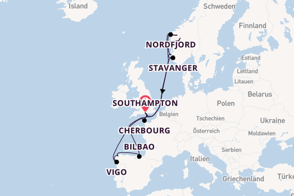 Norwegen ab Southampton, Großbritannien auf der Arvia