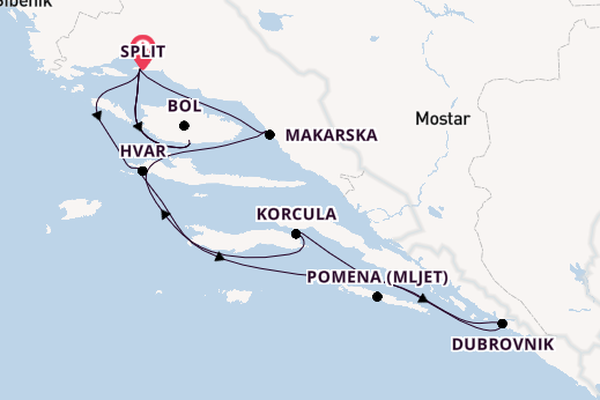 Kroatië vanaf Split, Kroatië met de MY Lupus Mare