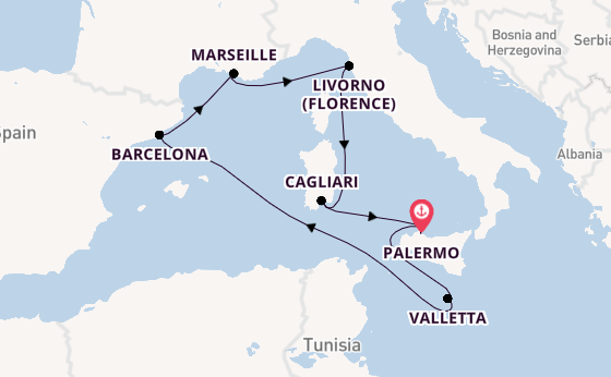 Western Mediterranean from Palermo, Sicily, Italy with the MSC Splendida