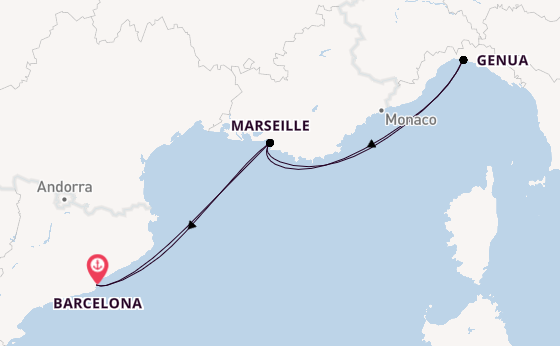 Westelijke Middellandse Zee vanaf Barcelona, Spanje met de MSC Magnifica
