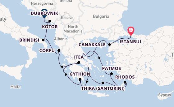 Oostelijke Middellandse Zee vanaf Istanbul, Turkije met de Seabourn Ovation