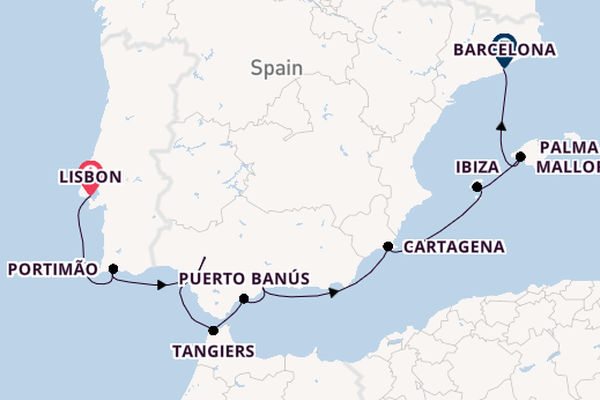 Western Mediterranean from Lisbon, Portugal with the Scenic Eclipse II