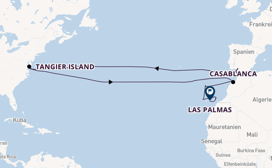 Transatlantik ab Málaga, Spanien auf der Le Dumont-d'Urville