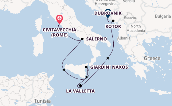 Middellandse Zee vanaf Civitavecchia (Rome), Italië met de Seabourn Ovation